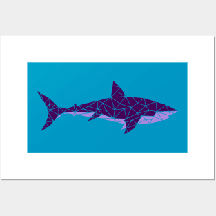 Purple geometric shark Posters and Art